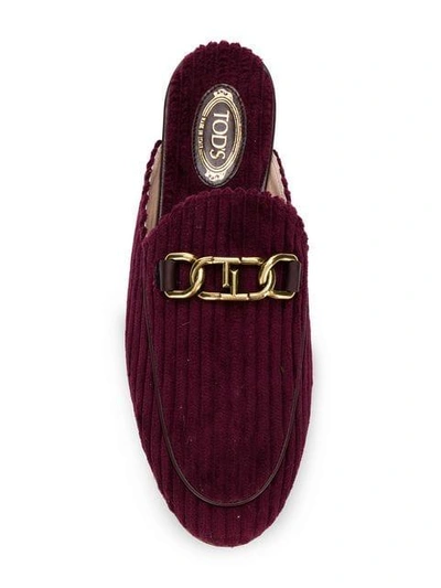 Shop Tod's Logo Mules In Red