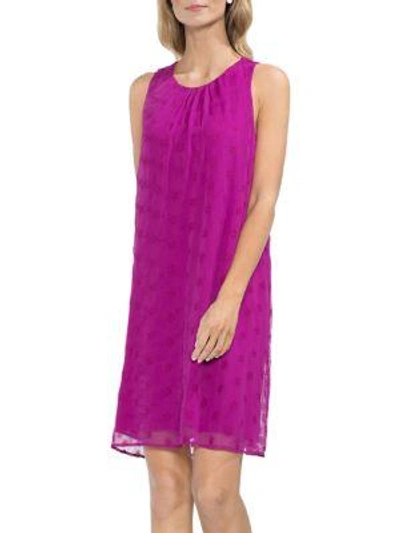 Shop Vince Camuto Sleeveless Embroidered Shift Dress In Fuchsia