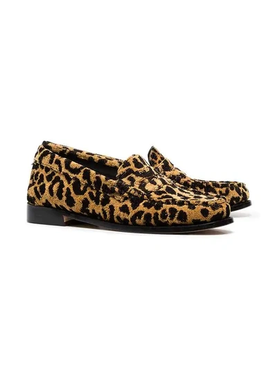 Shop Re/done Leopard Print Fabric Flat Loafers - Neutrals