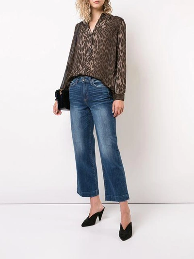 Shop L Agence Leopard Print Fitted Blouse In Green