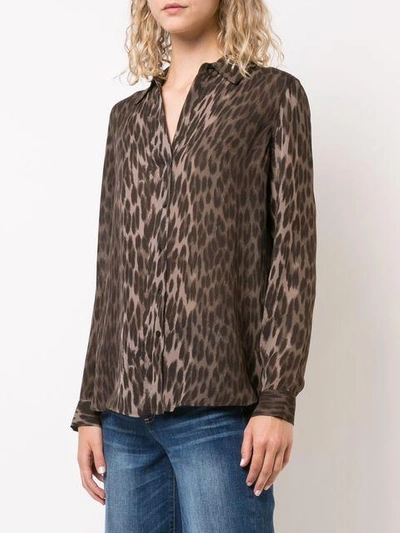 Shop L Agence Leopard Print Fitted Blouse In Green
