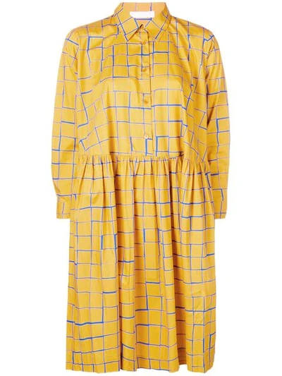 Shop Peter Jensen Check Shirt Dress - Yellow