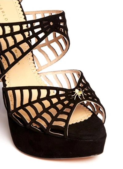 Shop Charlotte Olympia Caught In Charlotte's Web' Suede Caged Sandals