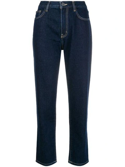 Shop Current Elliott Cropped Straight Leg Jeans In Blue