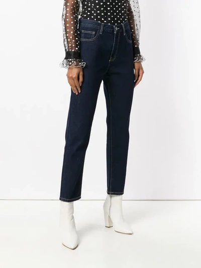 Shop Current Elliott Cropped Straight Leg Jeans In Blue