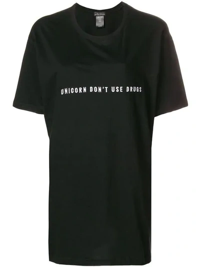 Shop Barbara Bologna Embroidered Slogan T-shirt - Black
