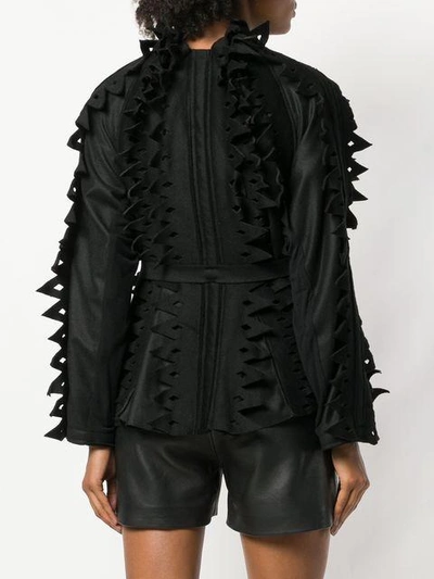 Shop Di Liborio Serrated Detail Belted Jacket - Black