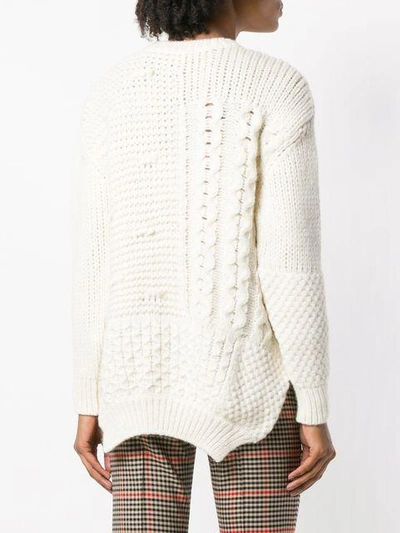 Shop Simone Rocha Patchwork Knit Sweater In Neutrals