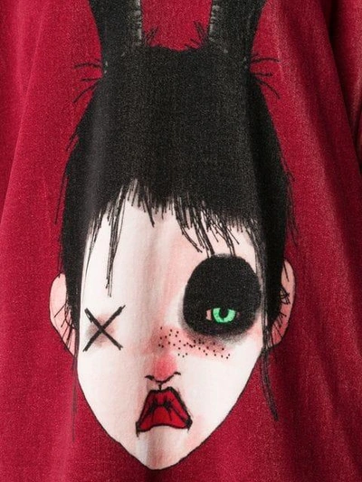 Shop Barbara Bologna 'morbid' Graphic Print Hooded T-shirt - Red