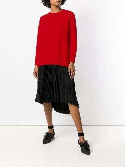 Shop Simone Rocha Patchwork Knit Sweater In Red