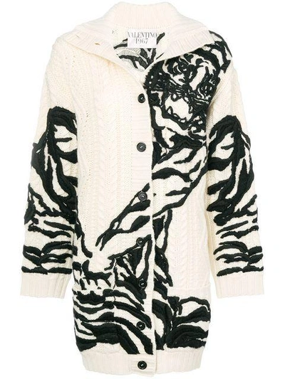 Shop Valentino Printed Knitted Cardigan In White