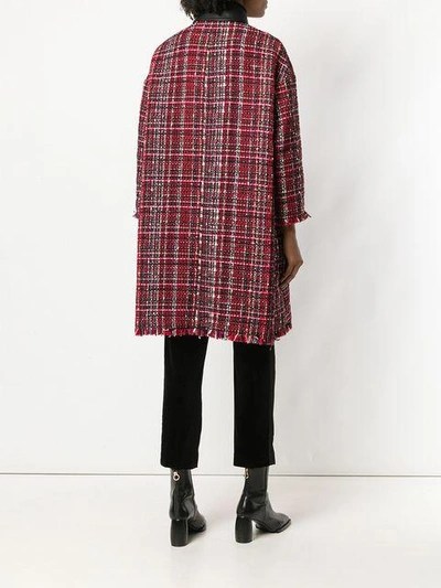 Shop Alexander Mcqueen Double Breasted Tweed Coat In Red