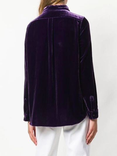 Shop Aspesi Velvet Buttoned Up Cardigan In Purple
