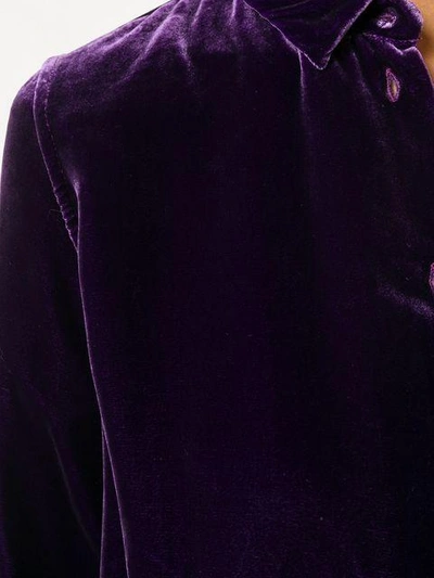 Shop Aspesi Velvet Buttoned Up Cardigan In Purple