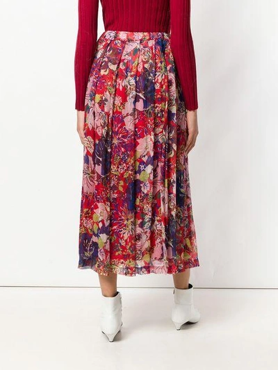 Shop Aspesi Floral Printed Skirt In Red
