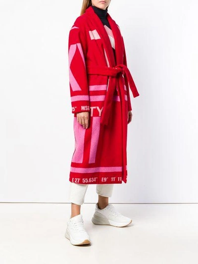 Shop Msgm Identity Jacquard Coat - Red