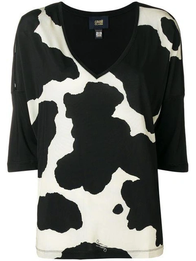 Shop Cavalli Class Cow Print Isa Blouse In Black