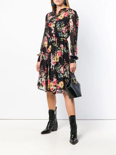 Shop Twinset Twin-set Rose Print Dress - Black