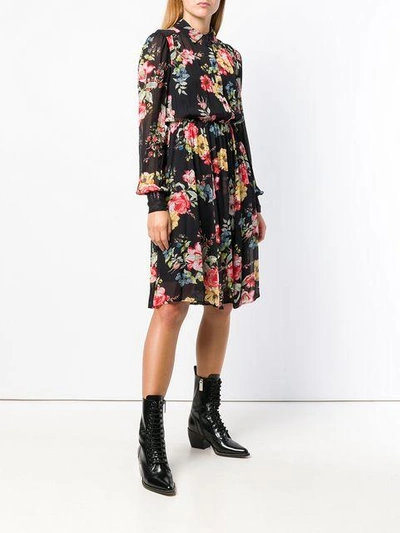 Shop Twinset Twin-set Rose Print Dress - Black