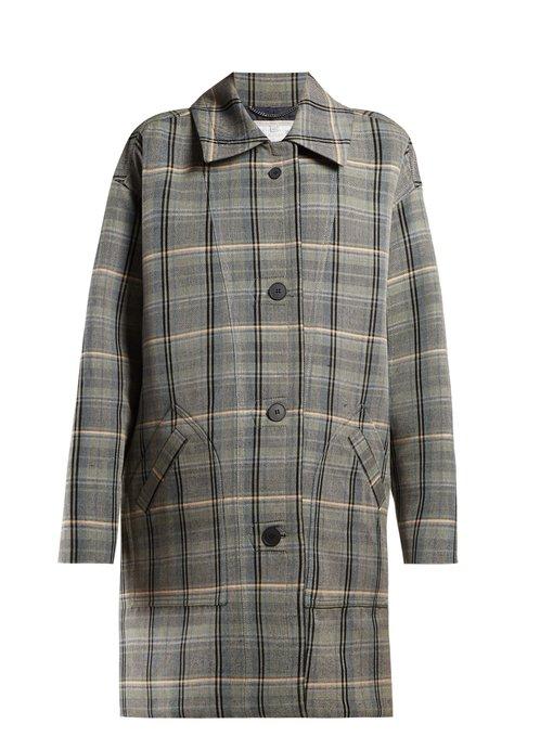 Stella Mccartney Oversized Checked Wool-Blend Coat In Grey Multi | ModeSens