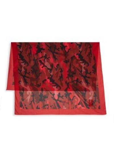 Shop Valentino Cotton Camouflage Shawl In Nymph