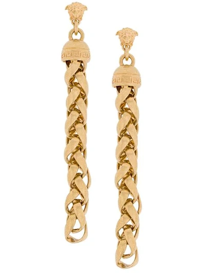 Shop Versace Twisted Chain Earrings In Metallic