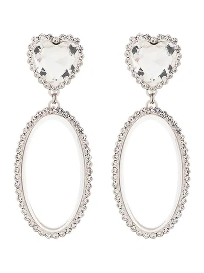 oval heart crystal earring