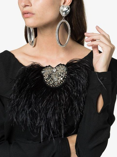 Shop Alessandra Rich Oval Heart Crystal Earrings In Metallic