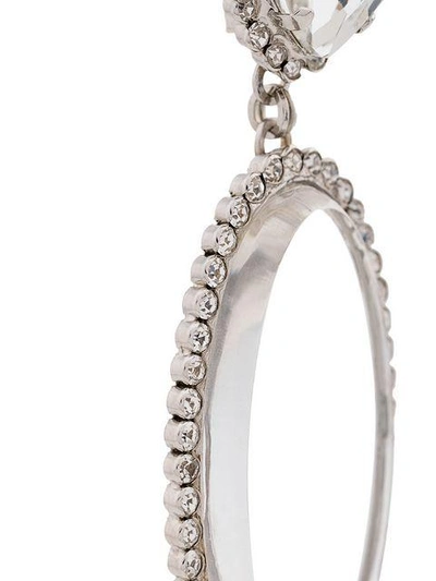 Shop Alessandra Rich Oval Heart Crystal Earrings In Metallic