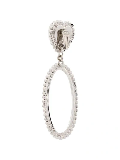 Shop Alessandra Rich Oval Heart Crystal Earrings In Metallic