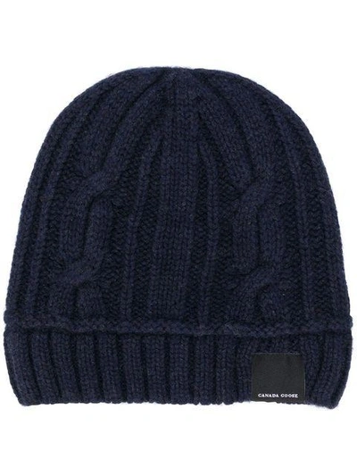 Shop Canada Goose Chunky Knit Beanie In Blue