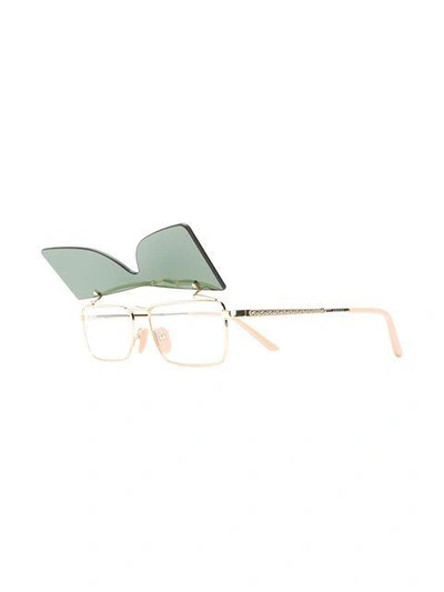 Shop Gucci Eyewear Square Shaped Sunglasses - Neutrals