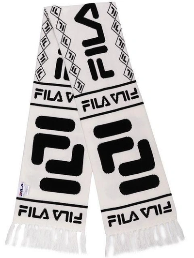 Shop Fila Logo Pattern Scarf - White