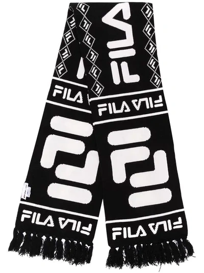 Shop Fila Logo Pattern Scarf  In Black