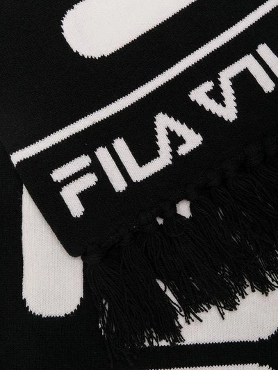 Shop Fila Logo Pattern Scarf  In Black