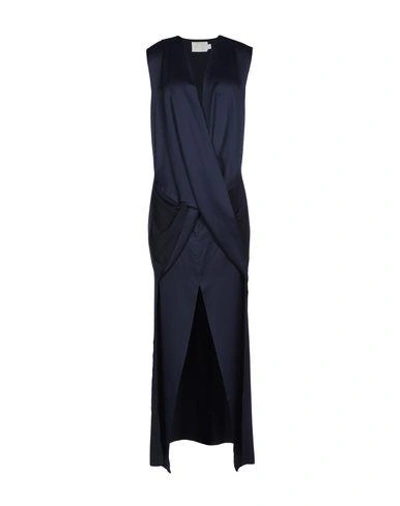 Shop Solace London Long Dresses In Dark Blue