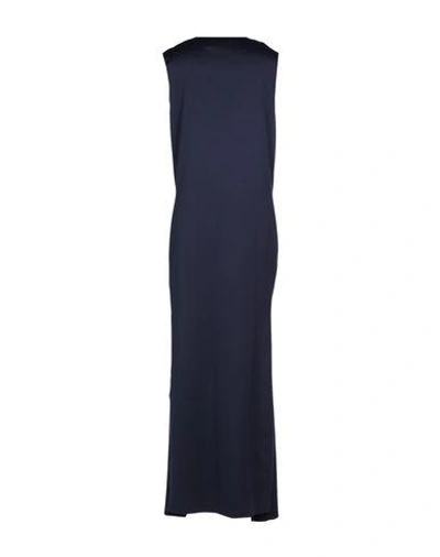 Shop Solace London Long Dresses In Dark Blue