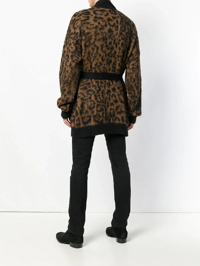 Shop Laneus Leopard Knit Cardigan - Brown