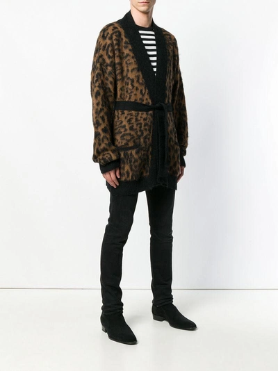 Shop Laneus Leopard Knit Cardigan - Brown