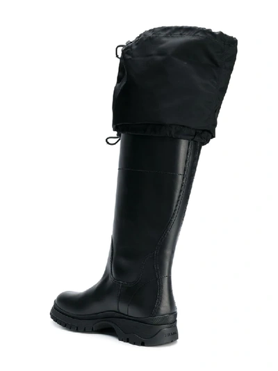 Shop Prada Drawstring Rain Boots - Black