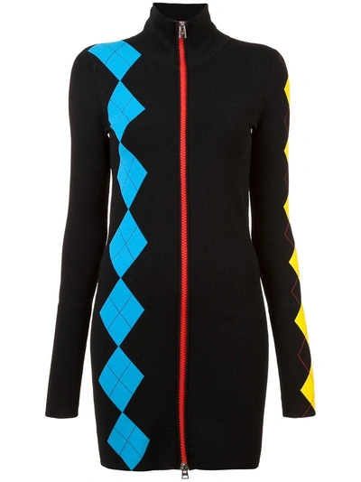 Shop Diane Von Furstenberg Dvf  Zip Front Argyle Dress - Black