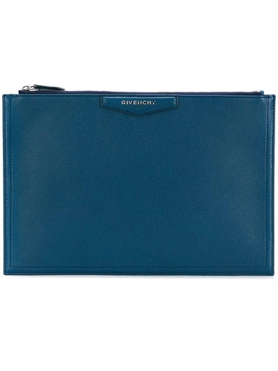 Shop Givenchy Zipped Clutch Bag - Blue
