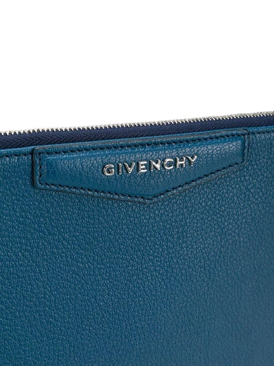 Shop Givenchy Zipped Clutch Bag - Blue