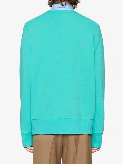 Shop Gucci Sweatshirt With Rainbow Print In Blue