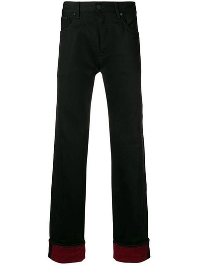 Shop Tommy Hilfiger Contrasting Cuffs Jeans - Black