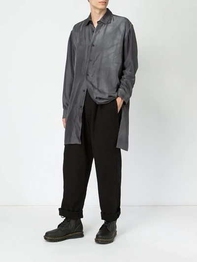 Shop Yohji Yamamoto Long Length Shirt - Grey