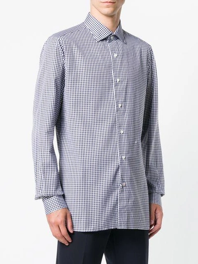 Shop Isaia Gingham Button Shirt In Blue