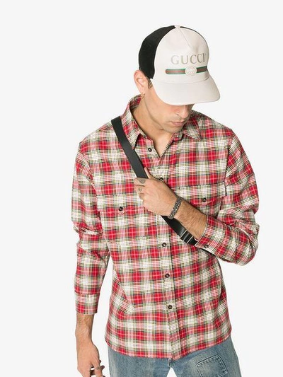 Gucci Men's Vintage Logo-print Baseball Cap, White/black In White