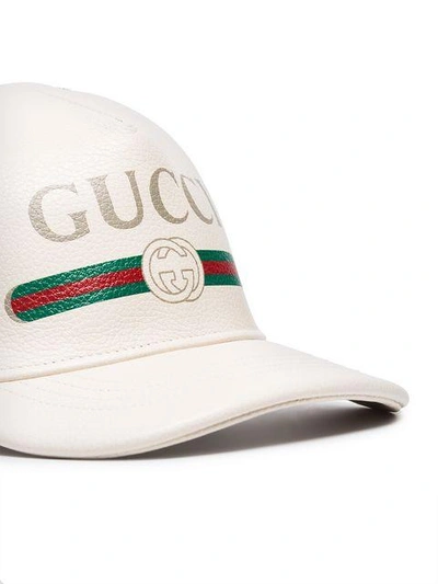 Shop Gucci Logo-print Leather And Mesh Baseball Cap - White