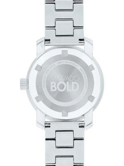 Shop Movado Bold Two-tone Stainless Steel Bracelet Watch In Silver